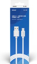 USB-kabel 3 m USB 2.0, USB A - Micro USB Wit SAVIO CL-167