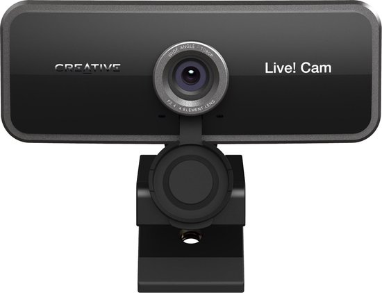 Creative Live!Cam Sync 1080P V2 Full HD Webcam (zwart): UVC-compatibel, werkt met Zoom, Skype, Microsoft Teams, Cisco WebEx, Google Meet, Facebook Messenger en meer, met dubbele in