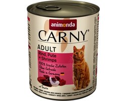 Animonda Carny Serie - Natvoer voor Volwassen Katten - Rundvlees, Kalkoen en Garnalen - Graanvrij