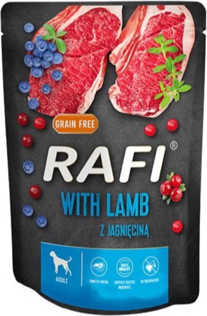 RAFI Rafi Adult - Natvoer Hond - Lam, Bosbes & Cranberry - Graanvrij - 300g