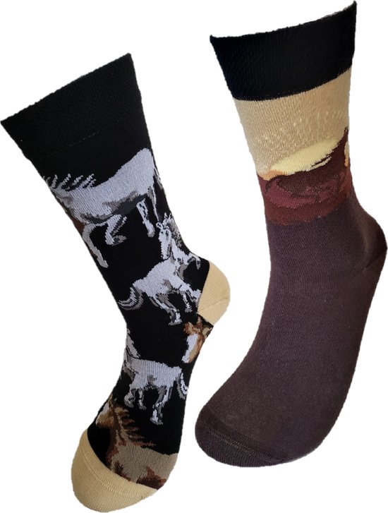 Verjaardag cadeau - Grappige sokken - Paarden prairie sokken - Leuke sokken - Vrolijke sokken – Valentijn Cadeau - Luckyday Socks - Cadeau sokken - Socks waar je Happy van wordt – Maat 35-38