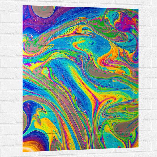 WallClassics - Muursticker - Felkleurige Verfmix - 75x100 cm Foto op Muursticker