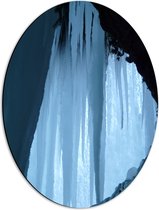 WallClassics - Dibond Ovaal - IJspegels aan Rots - 42x56 cm Foto op Ovaal (Met Ophangsysteem)