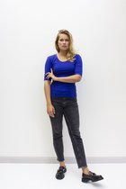 MOOI! Company - Dames T-shirt Joyce - mouwtje tot de elleboog - Aansluitend model - Kleur Queen Blue- XL