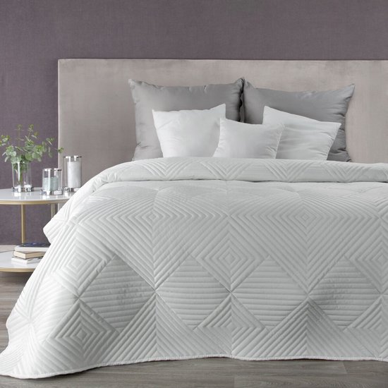 Oneiro’s luxe SOFIA /type 2/ Beddensprei Wit- 220x240 cm – bedsprei 2 persoons - wit – beddengoed – slaapkamer – spreien – dekens – wonen – slapen