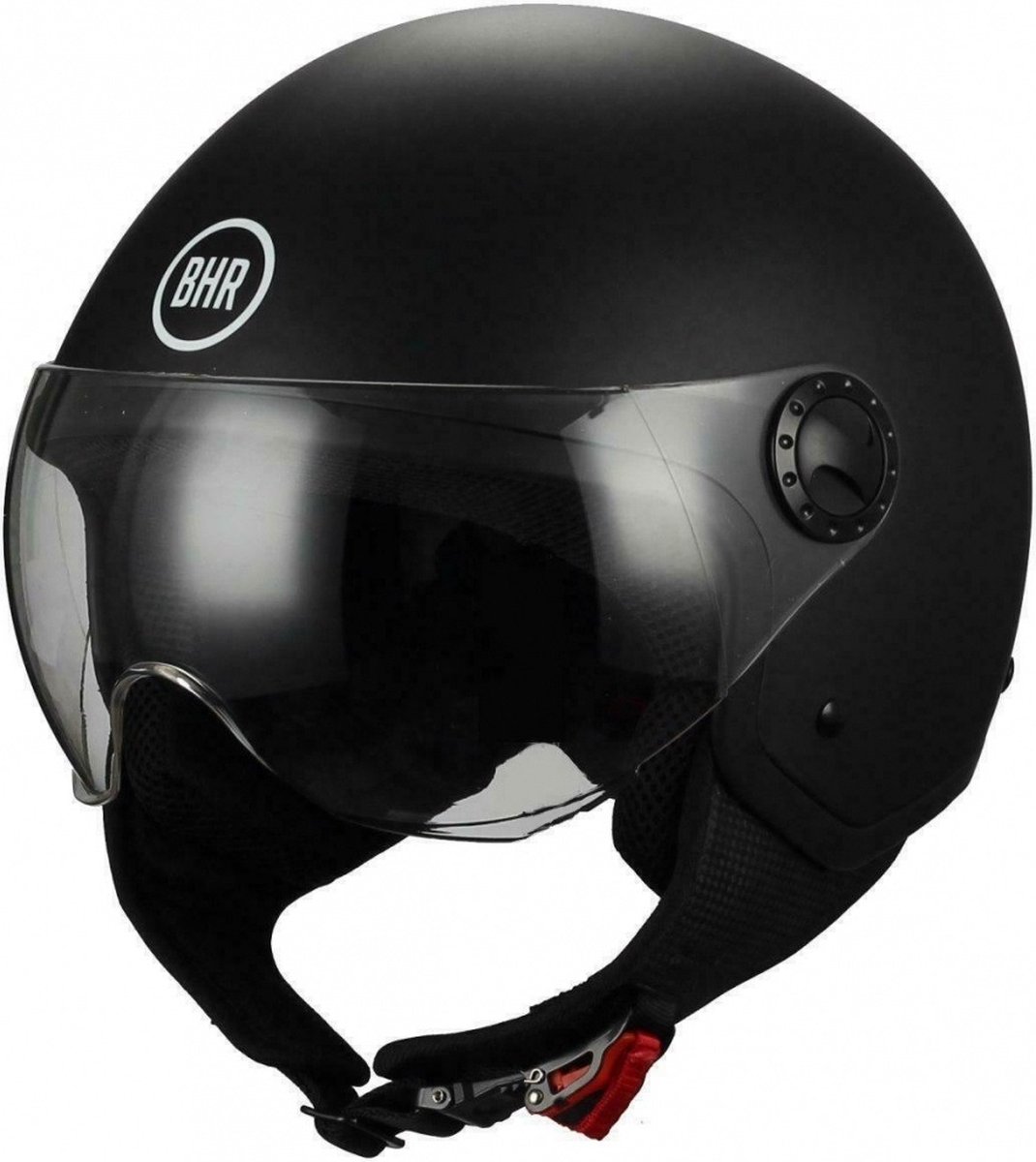 BHR 801 Vespa Helm – Jethelm met Extern Vizier – ECE Gekeurd – Mat Zwart - Maat M