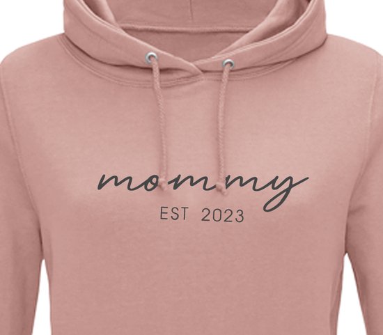 Hoodie dames met capuchon - Sweater dames capuchon - Cadeau mama - Cadeau mama kerst - Cadeau mama moederdag - Mommy est 2023 - Zalmroze M