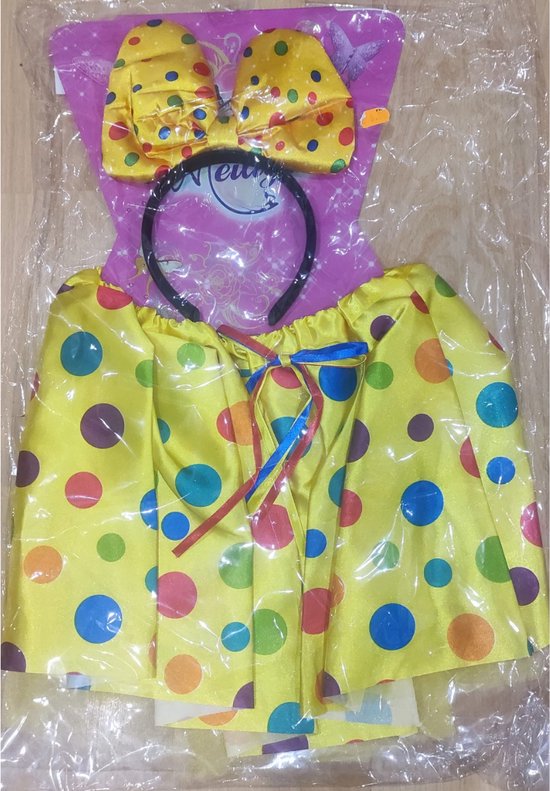 Clown kostuum voor meisjes - Met hoofdband en rok - Multi kleur