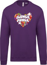 Sweater Flower Power Hart | Toppers in Concert 2022 | Toppers kleding shirt | Happy Together | Hippie Jaren 60 | Paars | maat XL