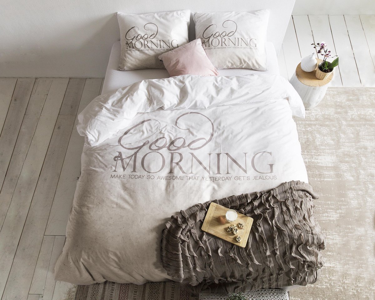 Bedding Soft Morning - Dekbedovertrekset - Lits-Jumeaux - 240x200/260 + 2 kussenslopen 60x70 - Taupe