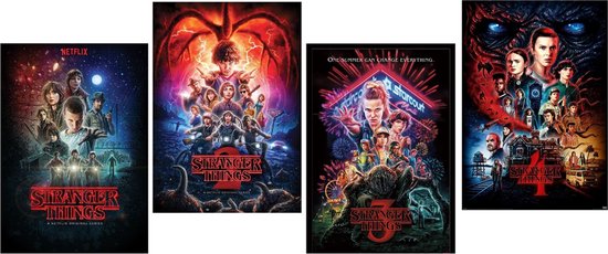 Affiches Stranger Things - ensemble d'affiches - Netflix - Mike - Eleven - Dustin - 61 x 91,5 cm