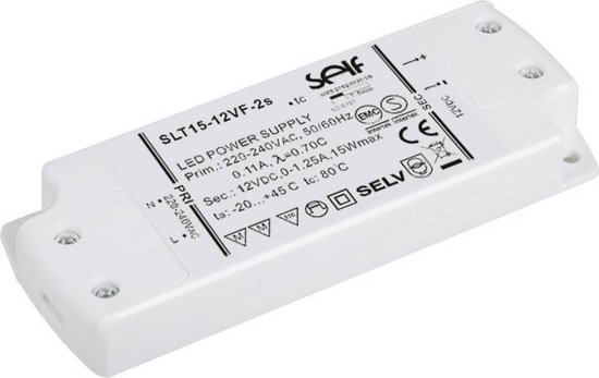 Self Electronics SLT15-12VF-2S LED-transformator, LED-driver Constante  spanning 15 W... | bol.com