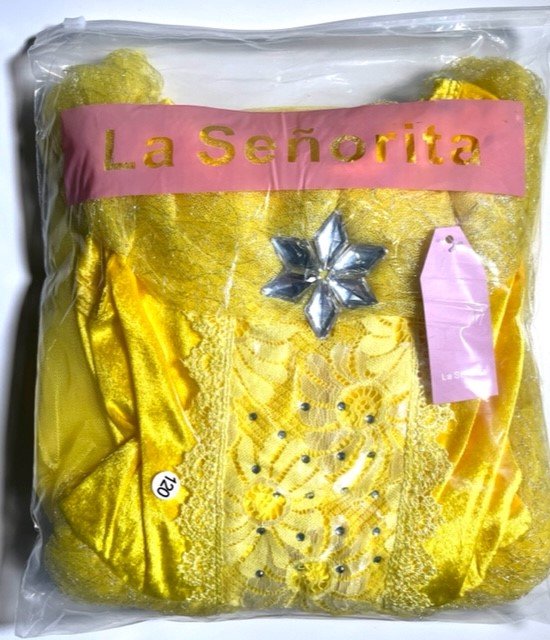 Robe princesse habiller robe 104-110 (110) jaune Luxe avec papillons + gants habiller les vêtements