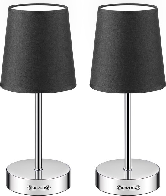 Monzana Tafellamp 2 Stuks – Incl. Lampenkap E14 32cm - Antraciet
