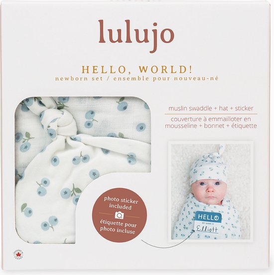 Lulujo Hello World Swaddle & Mutsje - Blueberry van Merkloos — afbeelding 4