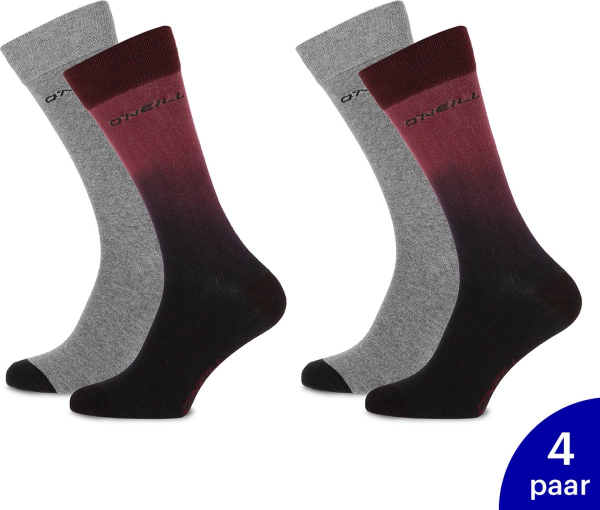 O’Neill 4-Pack Fashion Sokken Casual Sneakerhoogte Heren – 789162 Grijs