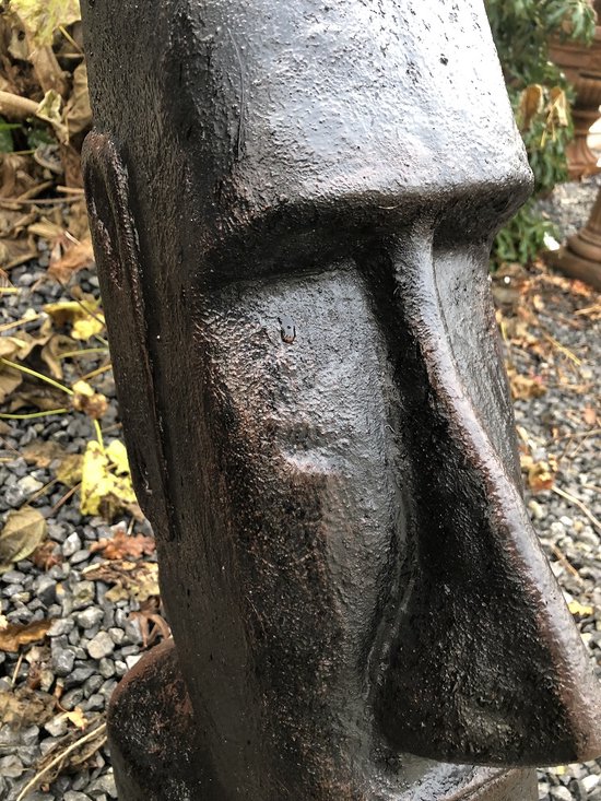 MOAI XXL, grande statue en pierre, des îles de Pâques, marron foncé