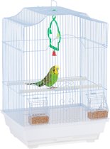 Relaxdays cage à oiseaux diamant mandarin - petite cage à perruche avec tiroir - cage à canari avec accessoires