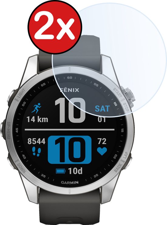 Twee screenprotectors voor Garmin Fenix 7S, 9H hardheid, 99.9% transparant.