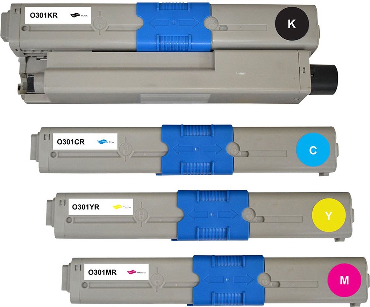 Oki 44973536/44973535/44973534/44973533 Toner Set 4-Pack - Zwart Cyaan Magenta Geel - 44973536 compatible - 44973536 alternatief - Tot 2200 Pagina's