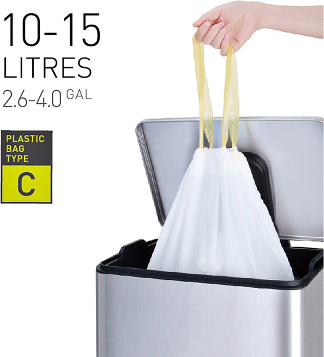 Sacs poubelle EKO type C 10-15 litres blanc - Carton 24 x 20 sacs