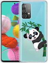 Voor Samsung Galaxy A52 5G gekleurd tekeningpatroon zeer transparant TPU beschermhoes (Panda Klimt Bamboo)