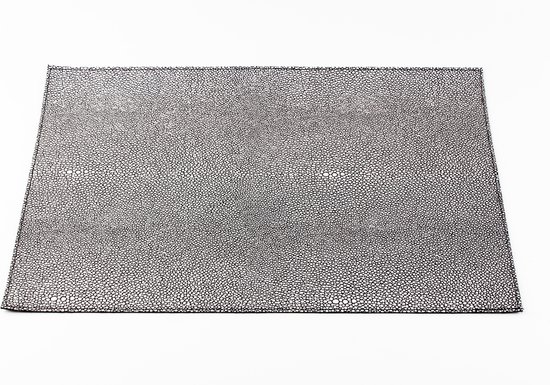 Yong Placemat 30x45cm structuur zilver op zwart (Set van 12)