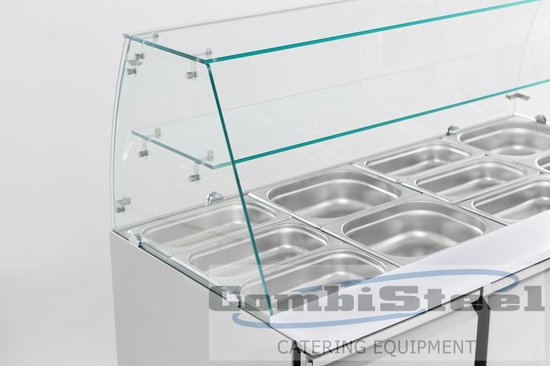 Combisteel Gekoelde Saladette Glasopstand | 3 Deurs | 368 Liter | 1365 x 700 x 850/1310 mm