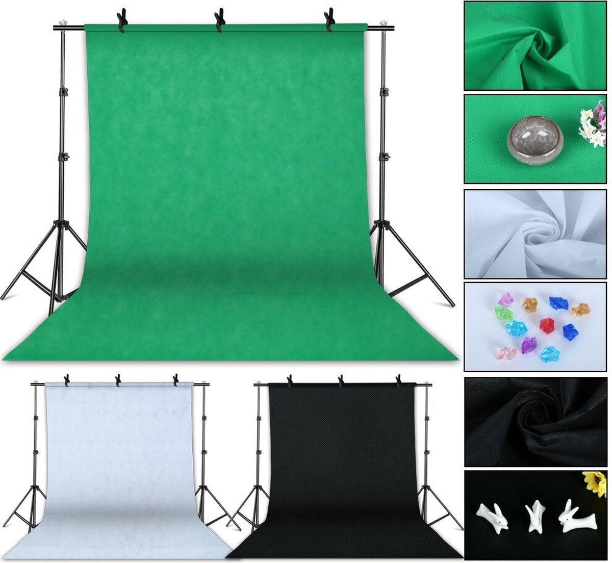 Green Screen I Green Screen Studio l Studio Statief l 4*2 Meter Zwart