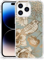 Case geschikt voor Apple iPhone 14 Pro Max Vintage Bird Flowers