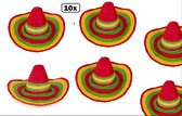 10x Sombrero Carnaval multicolor - mexico carnaval mexicaan thema party hoed hoofddeksel optocht feest landen