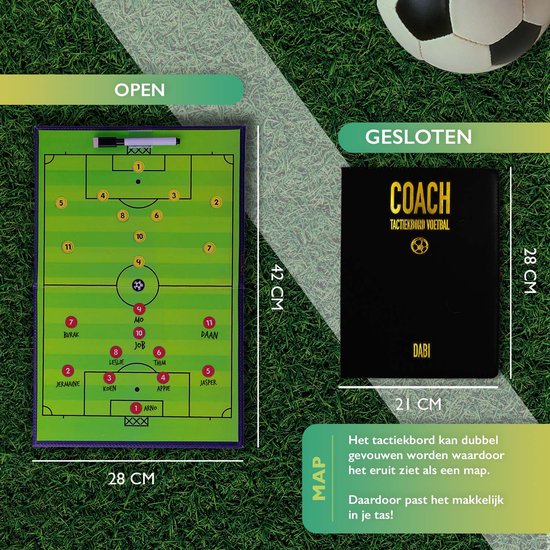 Tactiekbord Voetbal - Zwarte Coachmap inclusief magneten en uitwisbare stift - Coachbord - Tactiekmap voetbal - DABI