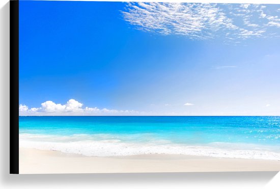 WallClassics - Toile - Plage avec mer bleu clair - Photo sur toile 60x40 cm (Décoration murale )