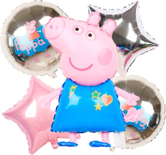 Peppa Pig Verjaardag Versiering - Ballonnen - 5 stuks - Grote Ballon - Peppa Pig Ballon - Heliumballonnen Peppa Pig - Versiering voor Baby / Peuter / Kleuter - Verjaardagversiering - Folie Ballon - Kinderfeestje - Peppa Pig Feestpakket - Themafeest