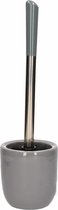 Toiletborstel met houder - grijs - dolomiet - RVS - 39 cm