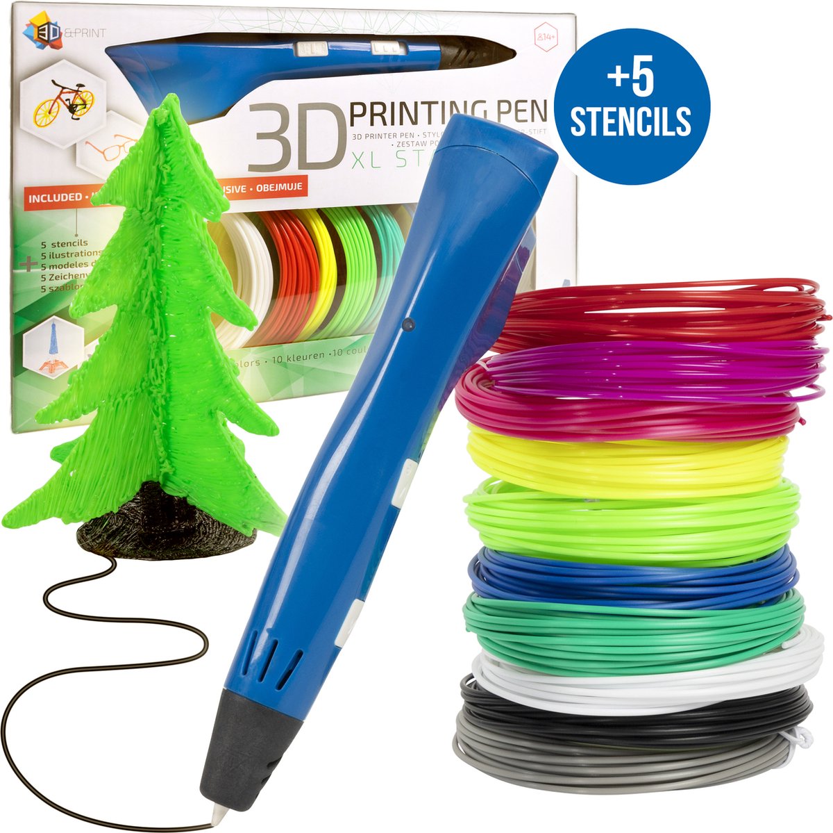 3D&Print 3D Pen Starterspakket Kinderen - 3 D Pen Starterskit met Filament Vullingen - Set - Blauw - 3D&print