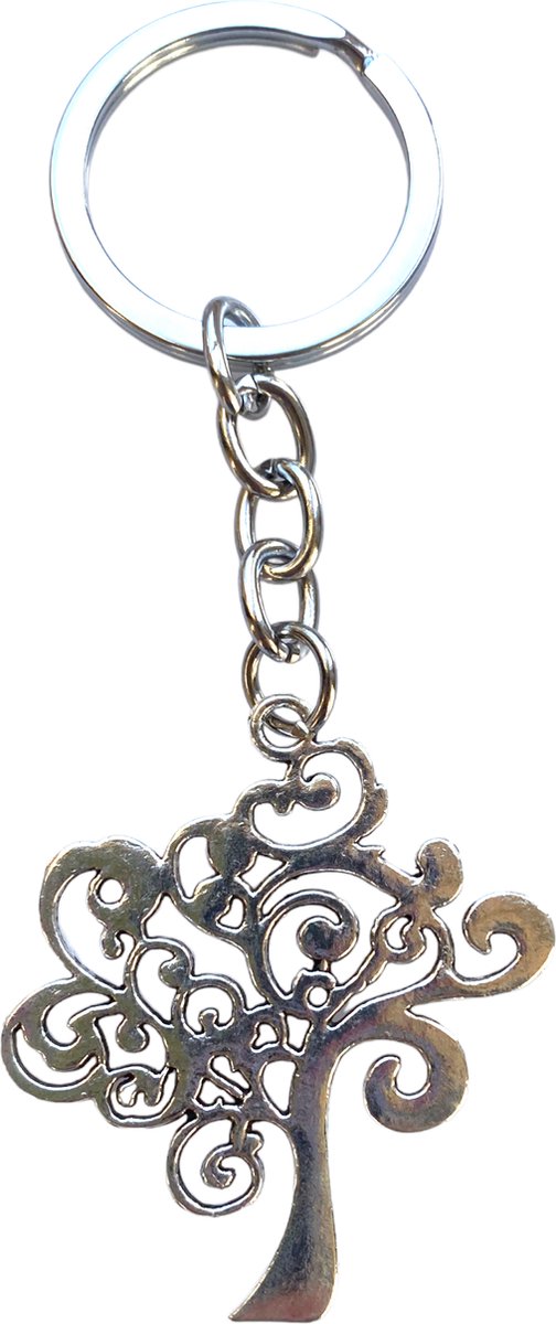 Sleutelhanger Tree of Life – Levensboom - Sierlijke - Jugendstil - Zilverkleur - Amulet - Geluksbrenger