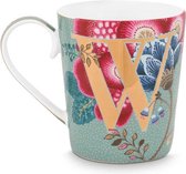 Pip studio mug alphabet - W - Floral Fantasy bleu - mug - 350ml - bleu clair - fleurs - mug lettre W - porcelaine