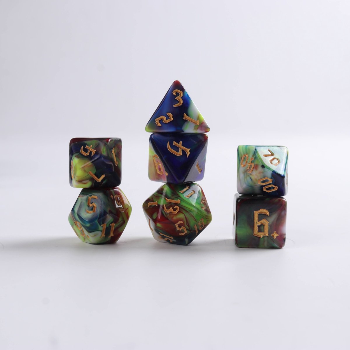 Lapi Toys - Dungeons and Dragons dobbelstenen - D&D dobbelstenen - D&D polydice - 1 set (7 stuks) - Acryl - Meerkleurig