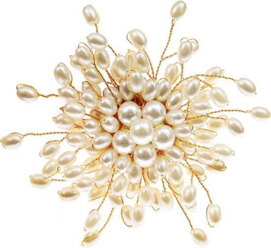 N3 Collecties Broches Elegant de Bloem de perle de couleur Witte pour des femmes
