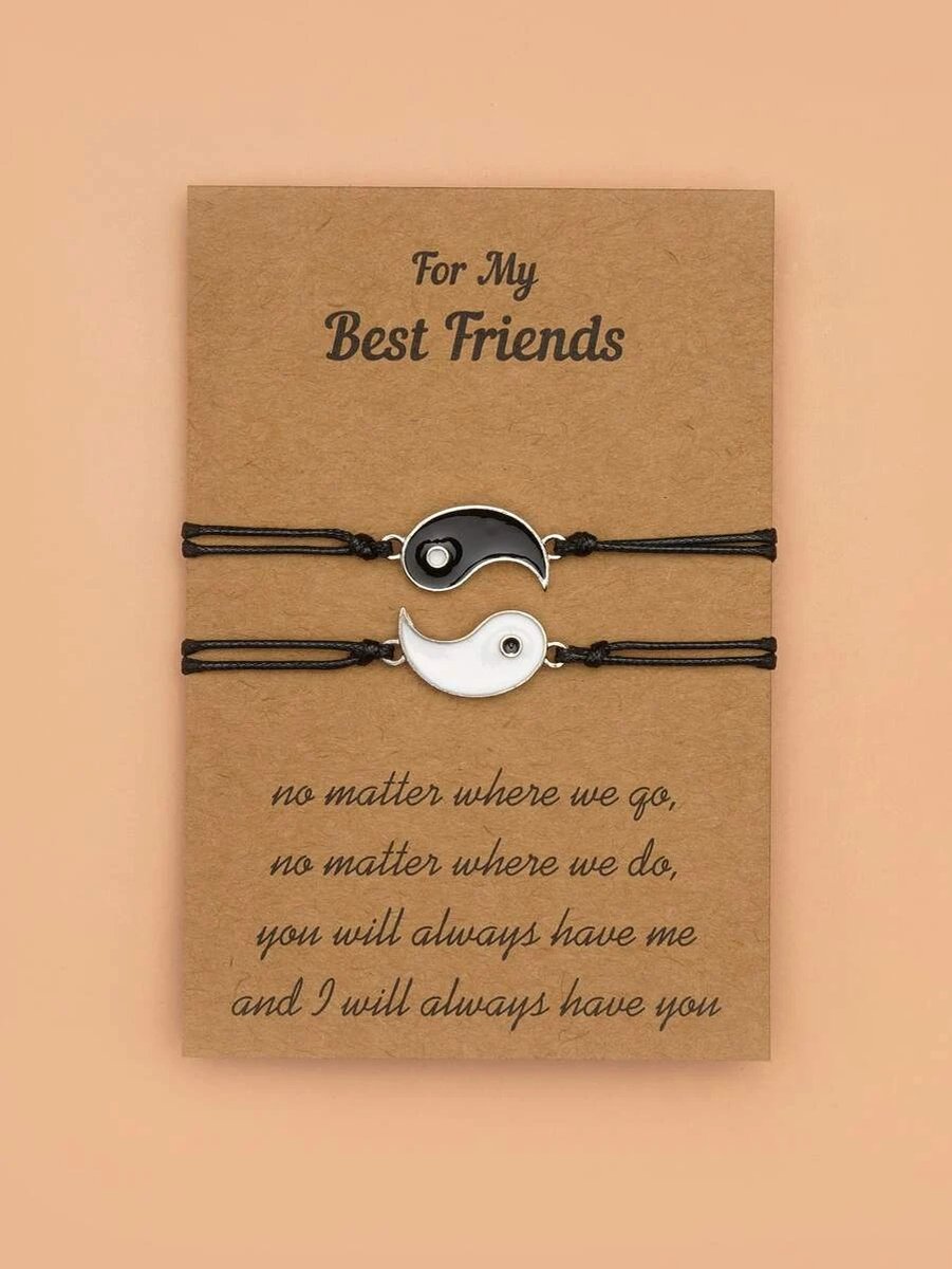Vriendschapsarmbandjes voor 2 met Yin Yang Bedel - Best Friends Armband - BFF Cadeau - Pax Amare