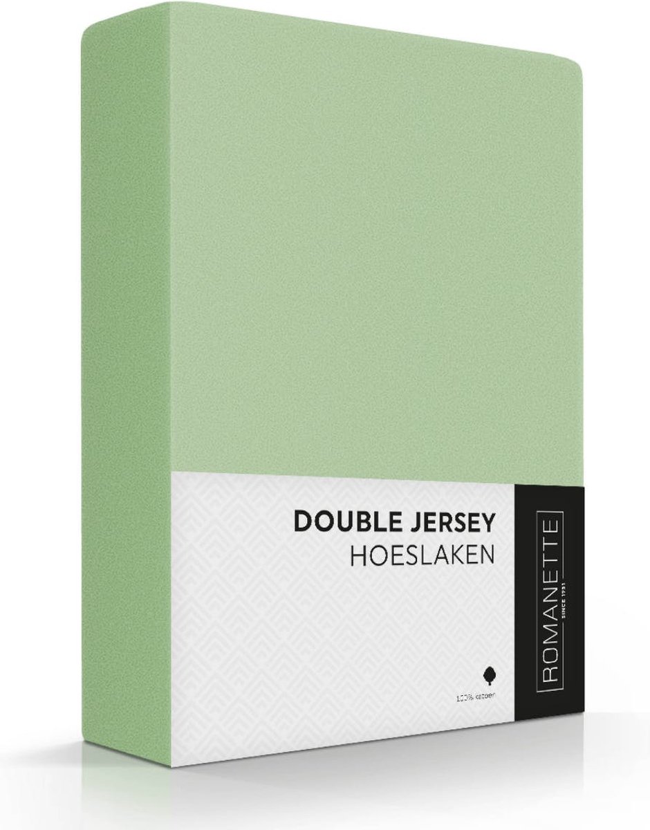 Romanette Zachte Dubbel Jersey Hoeslaken Lits-jumeaux Extra Breed (200x210 220 230 cm) Medium Groen