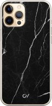 Hoesje geschikt voor Apple iPhone 12 - Marble Noir - Marmer - Zwart - Apple Soft Case Telefoonhoesje - TPU Back Cover - Casevibes