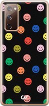 Hoesje geschikt voor Samsung Galaxy S20 FE - Retro Smileys - Emoji - Zwart - Soft Case Telefoonhoesje - TPU Back Cover - Casevibes