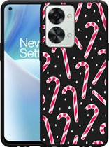 OnePlus Nord 2T Hoesje Zwart Snoepstokken - Designed by Cazy