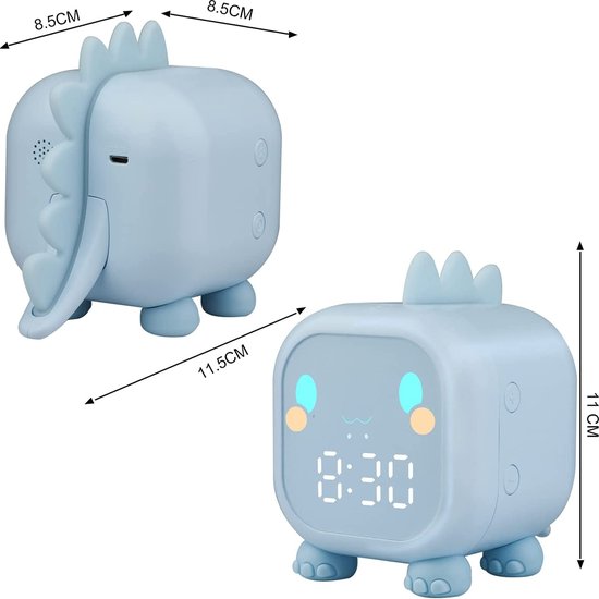 Kinderwekker Leuke Dinosaurus Digitale Wekker voor Kinderen Nachtkastje Klok Kinderslaap Trainier Wakker Licht en Nachtlampje (Roze