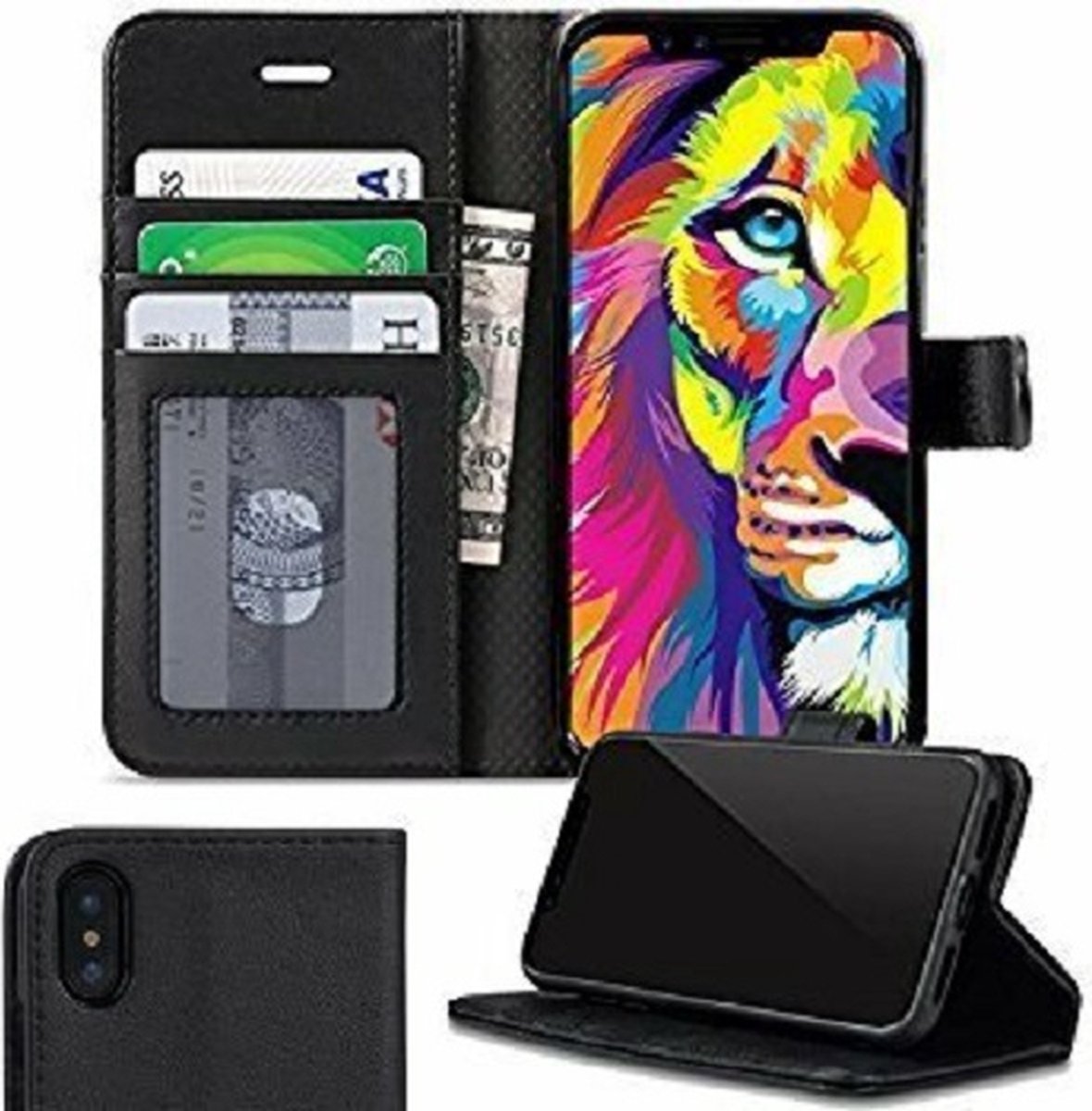 iPhone X Hoesje Met Pasjeshouder Bookcase Zwart