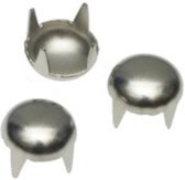 Ronde stud zilverkleurig 9 mm - 10x stud - klinknagel voor tassen leer en spijkerstof - zilver nikkel - 3 mm hoog - nagelkop studs rond plat
