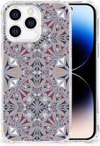 Telefoon Hoesje Geschikt voor iPhone 14 Pro Extreme Case met transparante rand Flower Tiles