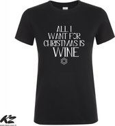 Klere-Zooi - All I Want for Christmas is Wine - Dames T-Shirt - 3XL
